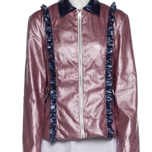 Vivienne Hu Pink & Blue Faux Leather Jacket - Size Small
